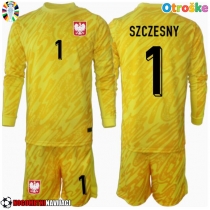 Otroške Nogometnih dresov Poljska Wojciech Szczesny #1 Vratar Domači EP 2024 Dolgi rokavi (+ hlače)